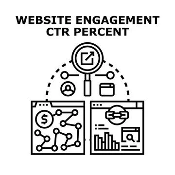 Website engagement click through rate analytics measuring Stock Illustration