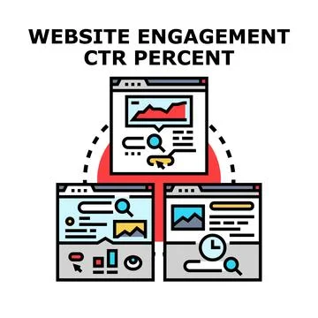 Website engagement click through rate percent concept Stock Illustration