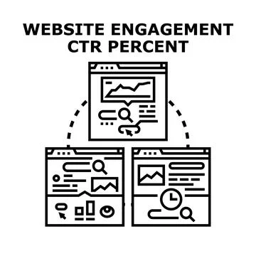 Website engagement click through rate percent concept Stock Illustration