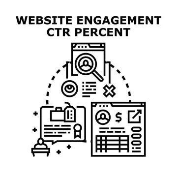 Website engagement ctr percent concept illustration Stock Illustration