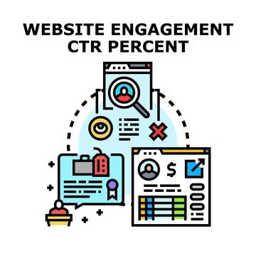 Website engagement ctr percent concept illustration Stock Illustration
