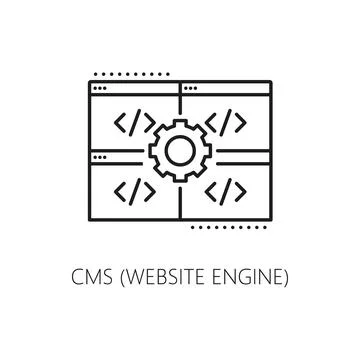 Website engine, CMS content management system icon Stock Illustration