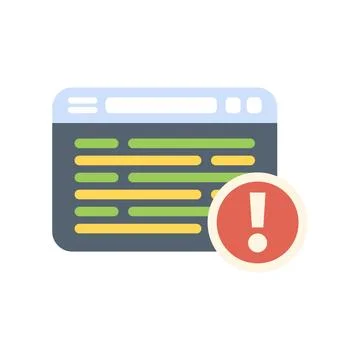 Website error message with exclamation point warning alert icon Stock Illustration