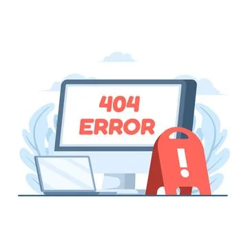 Website error with person typing on laptop and PC computer Stockillustratie