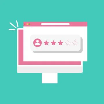 Website evaluation on the Internet. Computer with an open web browser. User Stock Illustration