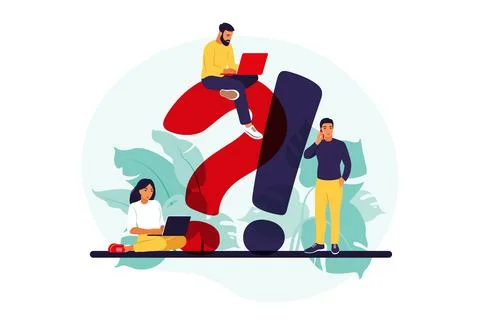 Website faq section. user help desk. Customer support concept. Vector illustr Stock Illustration