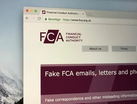 Website of The Financial Conduct Authority or FCA Stock Photos