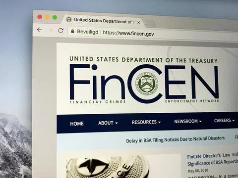 Website of The Financial Crimes Enforcement Network Stock Photos
