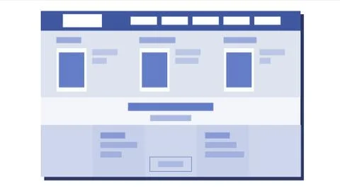 Website Flat Design Vector. UX Sketch. Template Web Page. Illustration 스톡 일러스트