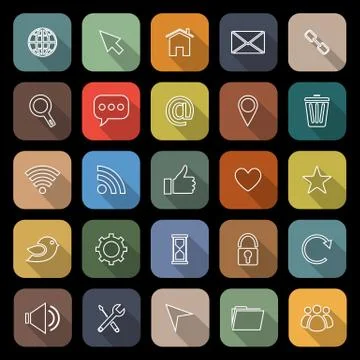 Website flat icons with long shadow Stock-Illustration