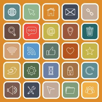 Website flat icons on orange background Stock Illustration