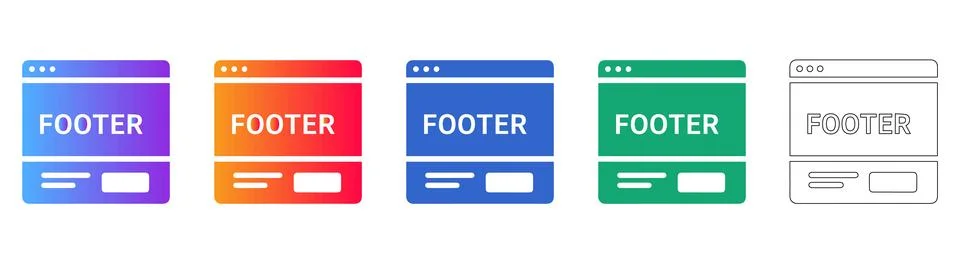 Website Footer Section Icons Set Illustrazione stock