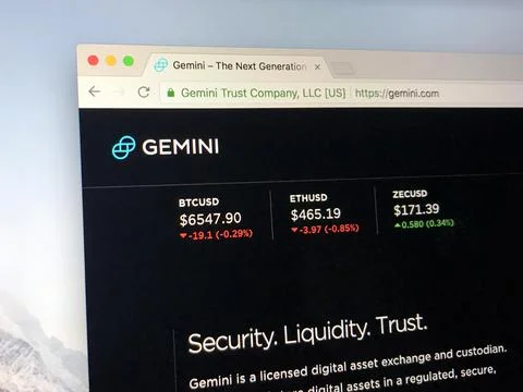 Website of Gemini Trust Company, LLC Stock Photos