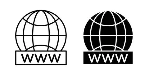 Website globe icon. Style is flat and line symbol Stock Illustration