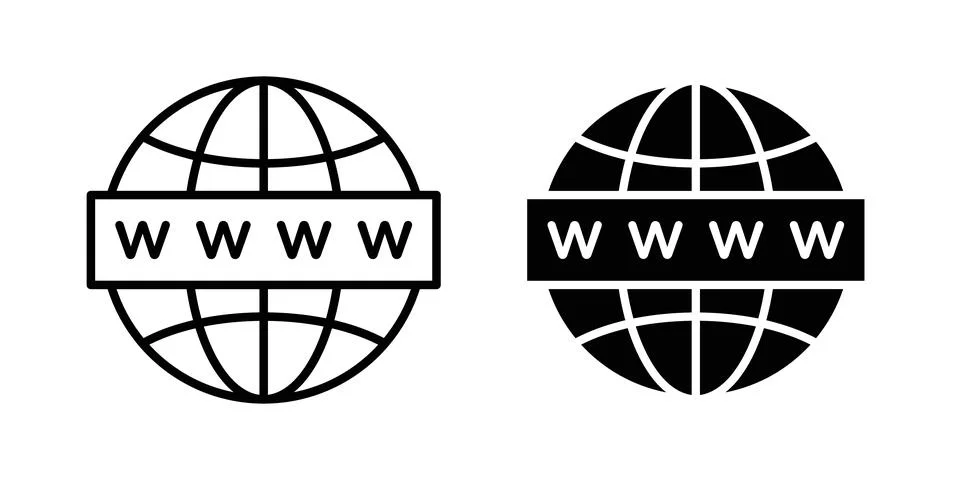 Website globe icon thin line and clipart style vector set 스톡 일러스트
