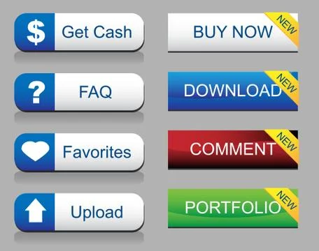 Website glossy button set Stock Illustration