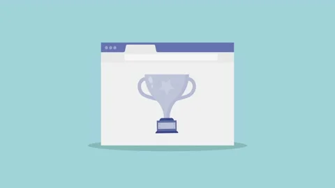 Website with golden cup animation. Stock Footage 170002257