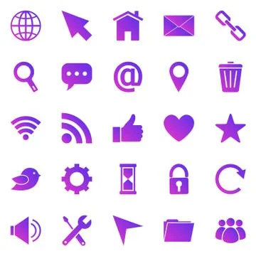 Website gradient icons on white background Stock Illustration