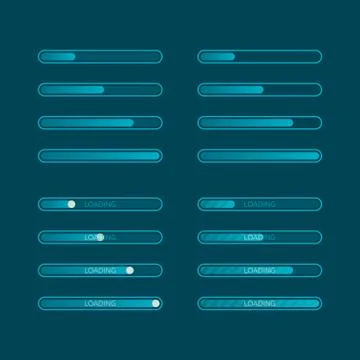 Website graphic progress loading. Set of flat download indicator Illustrazione stock