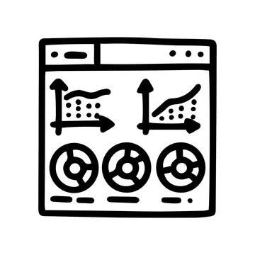 Website with graphs line vector doodle simple icon 스톡 일러스트