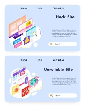Website hacking attack. Cyber security technology. Unreliable site, computer bug Stock Illustration