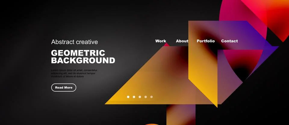 Website header with amber gradient geometric shapes, wide vector banner Stock Illustration