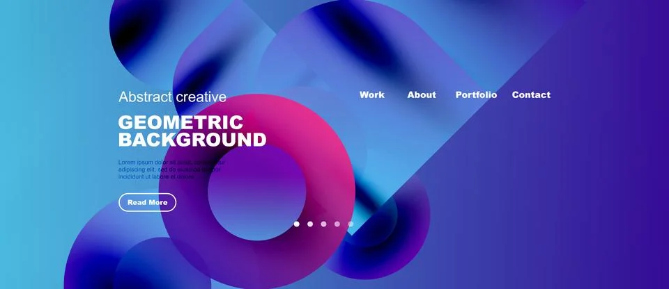 Website header with azure gradient geometric shapes Stock Illustration