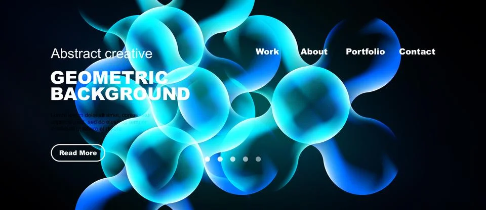 Website header with azure neon blobs, wide vector banner Stock Illustration