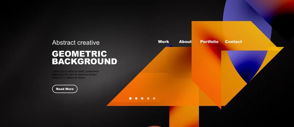 Website header with blue geometric gradient collage, horizontal web banner Stock Illustration
