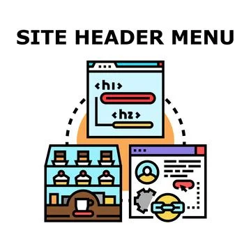 Website header development menu creating interface design Stock Illustration