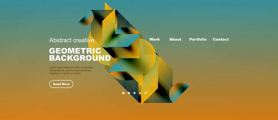 Website header with golden gradient geometric shapes, wide vector banner Stock Illustration