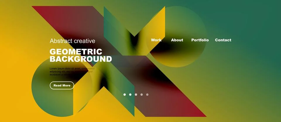 Website header with lime bold color shapes, wide vector banner Stock Illustration