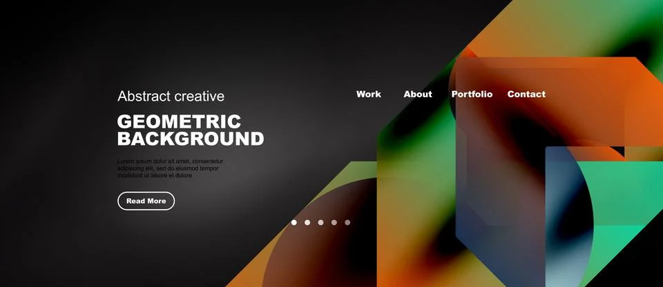 Website header with lime gradient geometric shapes, panoramic vector backgrou Stock Illustration
