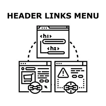 Website header links menu development concept vector 스톡 일러스트