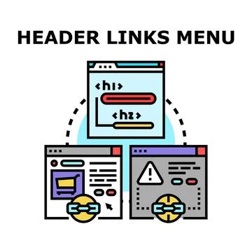 Website header links menu development concept vector Stock-Illustration
