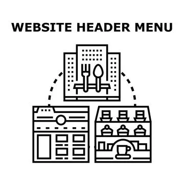 Website header menu concept digital application Stock Illustration