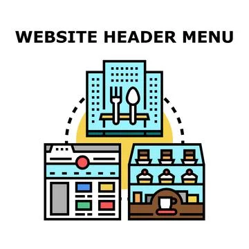 Website header menu concept digital application Illustrazione stock