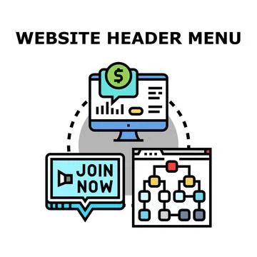Website header menu interface creating online marketing Stockillustratie