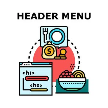 Website header menu navigation structure concept Stock Illustration