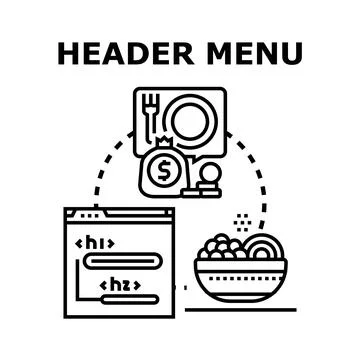 Website header menu navigation structure concept Stock Illustration