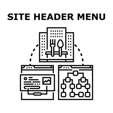 Website header menu navigation structure concept Stock Illustration