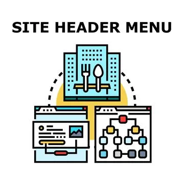 Website header menu navigation structure concept Stock Illustration