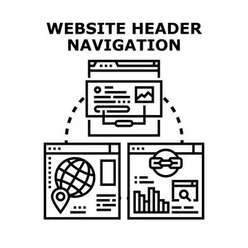 Website header navigation concept for online interface Stock Illustration