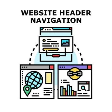 Website header navigation concept for online interface Stock Illustration