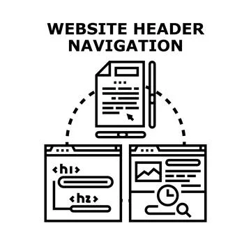 Website header navigation optimizing for digital content strategy 库存插图