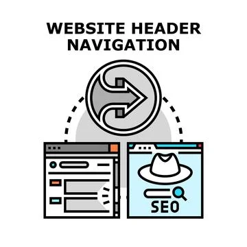 Website header navigation optimizing user experience Stock Illustration