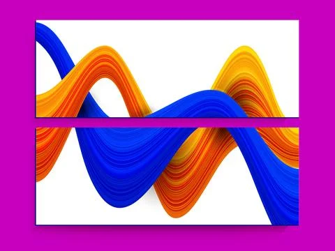 Website Header or Banner Design Set with Abstract Wavy Pattern and Copy Spa.. 스톡 일러스트