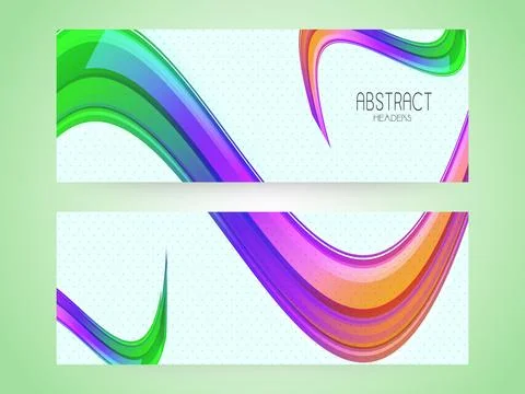 Website Header or Banner Design Set with Abstract Wavy Pattern and Copy Spa.. Stock Illustration
