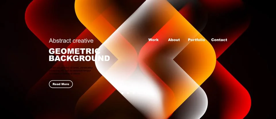 Website header with orange glowing arrows, vector web page layout Stock Illustration