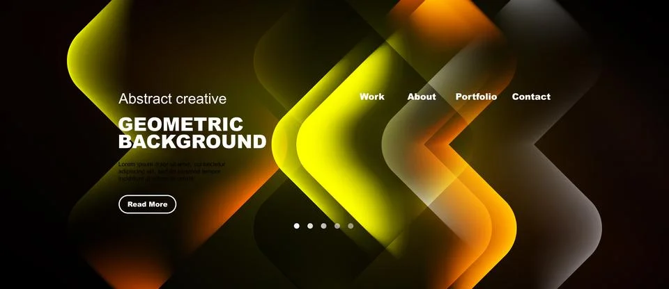 Website header with orange luminous zigzags Stock Illustration
